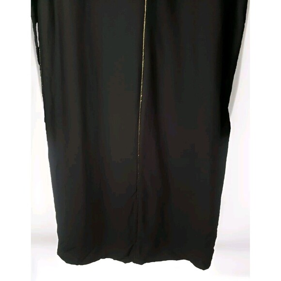 Elizabeth & James Silk A-Line Dress Women 6 Black Metallic Gold Trim Georgette - Picture 3 of 10